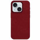 For iPhone 15 Skin Feel Denim Leather MagSafe Phone Case(Carmine) - 2