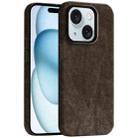 For iPhone 15 Skin Feel Denim Leather MagSafe Phone Case(Light Coffee) - 1