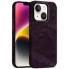 For iPhone 14 Skin Feel Denim Leather MagSafe Phone Case(Eggplant Purple) - 1