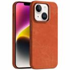 For iPhone 14 Skin Feel Denim Leather MagSafe Phone Case(Orange) - 1