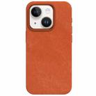 For iPhone 14 Skin Feel Denim Leather MagSafe Phone Case(Orange) - 2