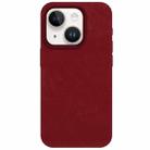 For iPhone 14 Skin Feel Denim Leather MagSafe Phone Case(Carmine) - 2