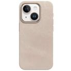 For iPhone 14 Skin Feel Denim Leather MagSafe Phone Case(Nude Pink) - 2