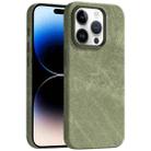 For iPhone 14 Pro Skin Feel Denim Leather MagSafe Phone Case(Khaki Green) - 1