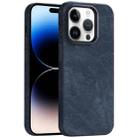 For iPhone 14 Pro Skin Feel Denim Leather MagSafe Phone Case(Dark Blue) - 1