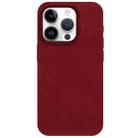 For iPhone 14 Pro Skin Feel Denim Leather MagSafe Phone Case(Carmine) - 2