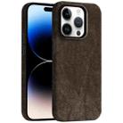 For iPhone 14 Pro Skin Feel Denim Leather MagSafe Phone Case(Light Coffee) - 1