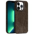 For iPhone 13 Pro Skin Feel Denim Leather MagSafe Phone Case(Light Coffee) - 1