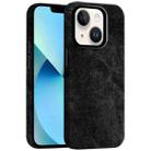 For iPhone 13 Skin Feel Denim Leather MagSafe Phone Case(Black) - 1