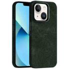 For iPhone 13 Skin Feel Denim Leather MagSafe Phone Case(Army Green) - 1