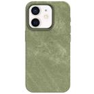 For iPhone 12 Skin Feel Denim Leather MagSafe Phone Case(Khaki Green) - 2