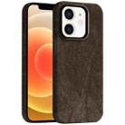 For iPhone 12 Skin Feel Denim Leather MagSafe Phone Case(Light Coffee) - 1