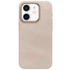 For iPhone 12 Skin Feel Denim Leather MagSafe Phone Case(Nude Pink) - 2