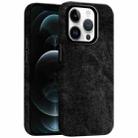 For iPhone 12 Pro Max Skin Feel Denim Leather MagSafe Phone Case(Black) - 1