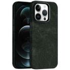 For iPhone 12 Pro Max Skin Feel Denim Leather MagSafe Phone Case(Army Green) - 1