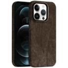 For iPhone 12 Pro Max Skin Feel Denim Leather MagSafe Phone Case(Light Coffee) - 1