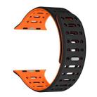 For Apple Watch Ultra 2 49mm Single Pin Magnetic Silicone Watch Band(Black Orange) - 1