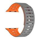 For Apple Watch Series 9 45mm Single Pin Magnetic Silicone Watch Band(Grey Orange) - 1