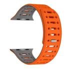 For Apple Watch SE 2022 44mm Single Pin Magnetic Silicone Watch Band(Orange Grey) - 1