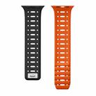 For Apple Watch SE 2022 44mm Single Pin Magnetic Silicone Watch Band(Black Orange) - 2