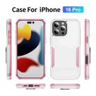 For iPhone 16 Pro Pioneer Armor Heavy Duty PC + TPU Phone Case(White+Pink) - 2