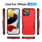 For iPhone 16 Pro Pioneer Armor Heavy Duty PC + TPU Phone Case(Red+Black) - 2