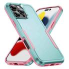 For iPhone 16 Pro Pioneer Armor Heavy Duty PC + TPU Phone Case(Green+Pink) - 1