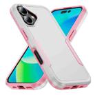 For iPhone 16 Plus Pioneer Armor Heavy Duty PC + TPU Phone Case(White+Pink) - 1