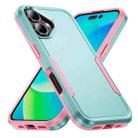 For iPhone 16 Plus Pioneer Armor Heavy Duty PC + TPU Phone Case(Green+Pink) - 1