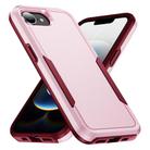 For iPhone 16e Pioneer Armor Heavy Duty PC + TPU Phone Case(Pink+Rose Red) - 1