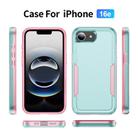 For iPhone 16e Pioneer Armor Heavy Duty PC + TPU Phone Case(Green+Pink) - 2