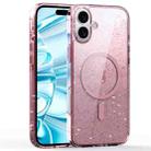 For iPhone 16 Plus Glitter Powder MagSafe Magnetic Phone Case(Transparent Pink) - 1