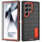 For Samsung Galaxy S24 Ultra 5G Defender Gen2 Rugged PC + Silicone Phone Case with Holder(Black+Orange) - 1