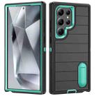 For Samsung Galaxy S24 Ultra 5G Defender Gen2 Rugged PC + Silicone Phone Case with Holder(Black+Cyan) - 1