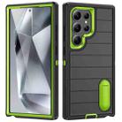 For Samsung Galaxy S24 Ultra 5G Defender Gen2 Rugged PC + Silicone Phone Case with Holder(Black+Green) - 1