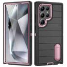 For Samsung Galaxy S24 Ultra 5G Defender Gen2 Rugged PC + Silicone Phone Case with Holder(Black+Light Pink) - 1