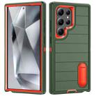 For Samsung Galaxy S24 Ultra 5G Defender Gen2 Rugged PC + Silicone Phone Case with Holder(Dark Green+Orange) - 1