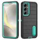 For Samsung Galaxy S24+ 5G Defender Gen2 Rugged PC + Silicone Phone Case with Holder(Black+Cyan) - 1