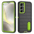 For Samsung Galaxy S24+ 5G Defender Gen2 Rugged PC + Silicone Phone Case with Holder(Black+Green) - 1