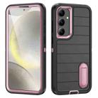 For Samsung Galaxy S24+ 5G Defender Gen2 Rugged PC + Silicone Phone Case with Holder(Black+Light Pink) - 1