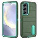 For Samsung Galaxy S24+ 5G Defender Gen2 Rugged PC + Silicone Phone Case with Holder(Dark Green+Cyan) - 1