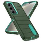 For Samsung Galaxy S24+ 5G Defender Gen2 Rugged PC + Silicone Phone Case with Holder(Dark Green+Cyan) - 2