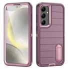 For Samsung Galaxy S24+ 5G Defender Gen2 Rugged PC + Silicone Phone Case with Holder(Purple+Light Pink) - 1