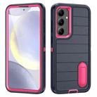 For Samsung Galaxy S24 5G Defender Gen2 Rugged PC + Silicone Phone Case with Holder(Dark Blue+Pink) - 1