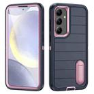 For Samsung Galaxy S24 5G Defender Gen2 Rugged PC + Silicone Phone Case with Holder(Dark Blue+Light Pink) - 1