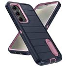 For Samsung Galaxy S24 5G Defender Gen2 Rugged PC + Silicone Phone Case with Holder(Dark Blue+Light Pink) - 2