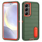 For Samsung Galaxy S24 5G Defender Gen2 Rugged PC + Silicone Phone Case with Holder(Dark Green+Orange) - 1