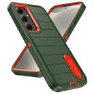 For Samsung Galaxy S24 5G Defender Gen2 Rugged PC + Silicone Phone Case with Holder(Dark Green+Orange) - 2