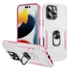 For iPhone 16 Pro Max Pioneer Armor Heavy Duty PC + TPU Phone Case with Holder(White+Pink) - 1