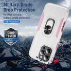 For iPhone 16 Pro Max Pioneer Armor Heavy Duty PC + TPU Phone Case with Holder(White+Pink) - 2